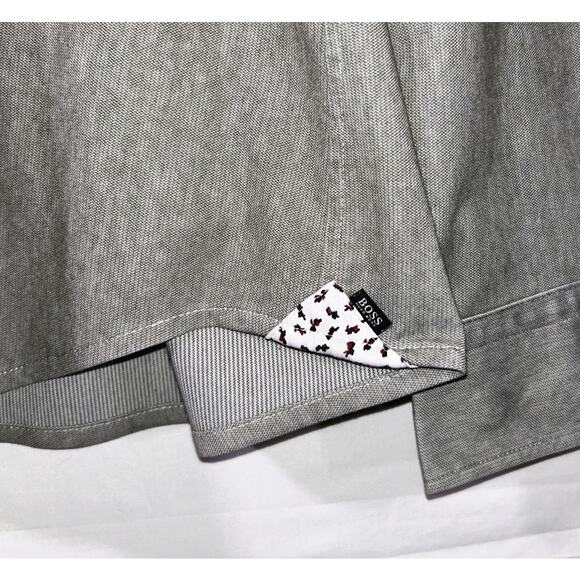 Hugo Boss Regular Fit Heather Gray Long Sleeve Button Up Dress Shirt Men's Large - Picture 2 of 10